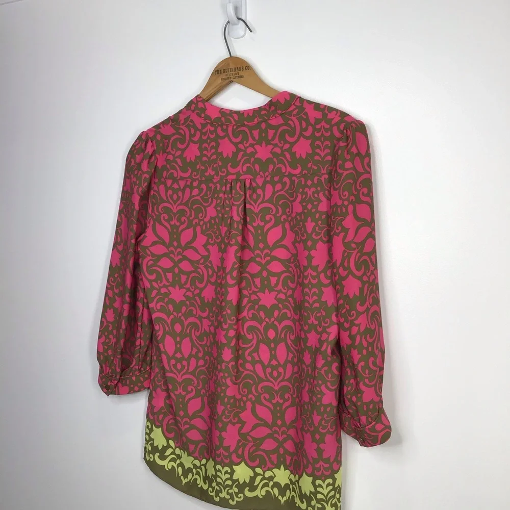 Banana Republic Pink Blouse 3/4 Sleeves buttons womens adult size Small - Picture 4 of 7